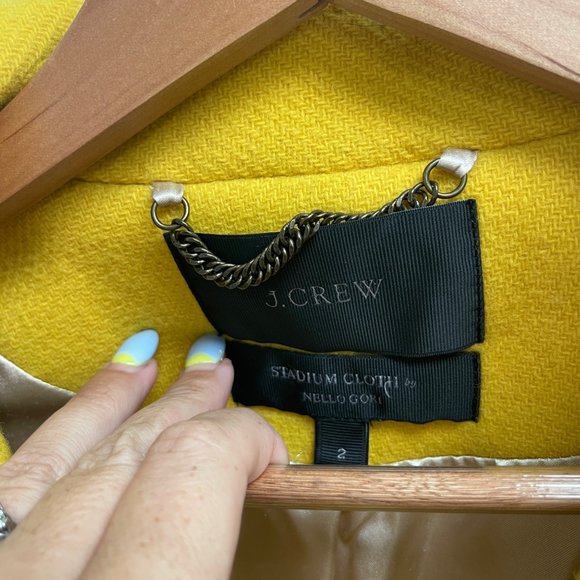J. Crew Yellow Stadium Cloth Majesty Peacoat Wool Short Coat 49360 size 2 - Picture 6 of 10